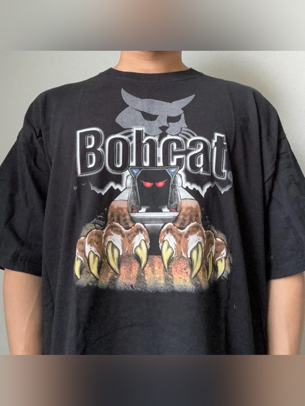 Vintage 2000s 'Bobcat' Graphics Black Heavyweight Tee Shirt Y2K